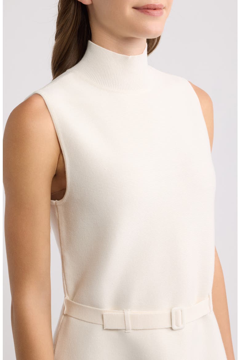 Sleeveless Belted Peplum Sweater, Alternate, color, WHITE DOVE