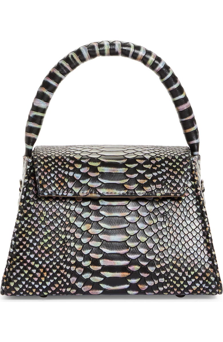 Anima Iris Zaria Croc Embossed Leather Top Handle Bag, Main, color,