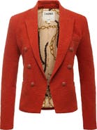 L'AGENCE Brooke Double Breasted Crop Cotton Blend Blazer
