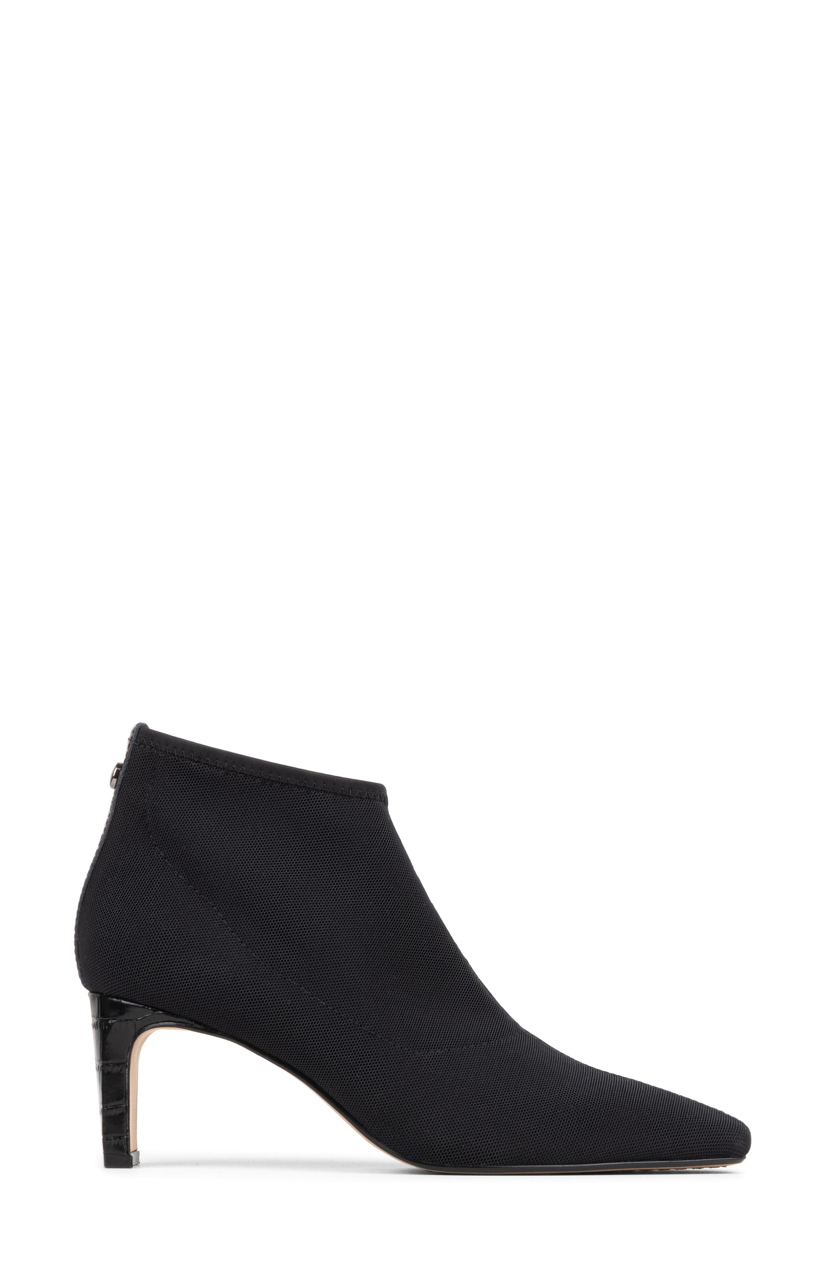 Birdee Croc Embossed Trim Bootie, Alternate, color, BLACK