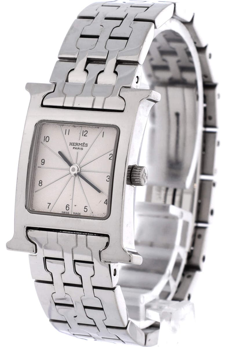 Pre-Owned Hermes Heure H Quartz Watch Stainless Steel 21, Alternate, color, Silver