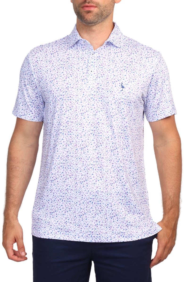 TailorByrd Ditzy Floral Print Performance Polo, Main, color, Lilac