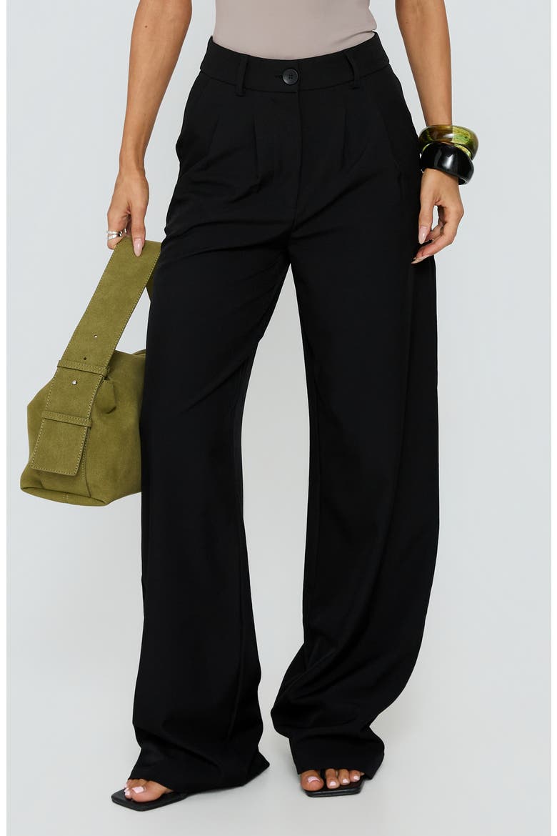 Archer Pleated High Waist Straight Leg Pants, Alternate, color, BLACK