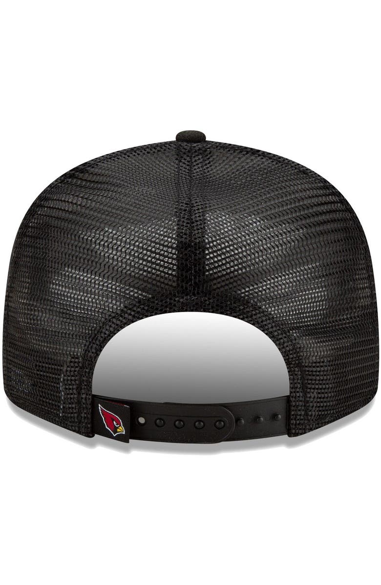 New Era Men's New Era Black Arizona Cardinals Script Trucker 9FIFTY Snapback Hat, Alternate, color,