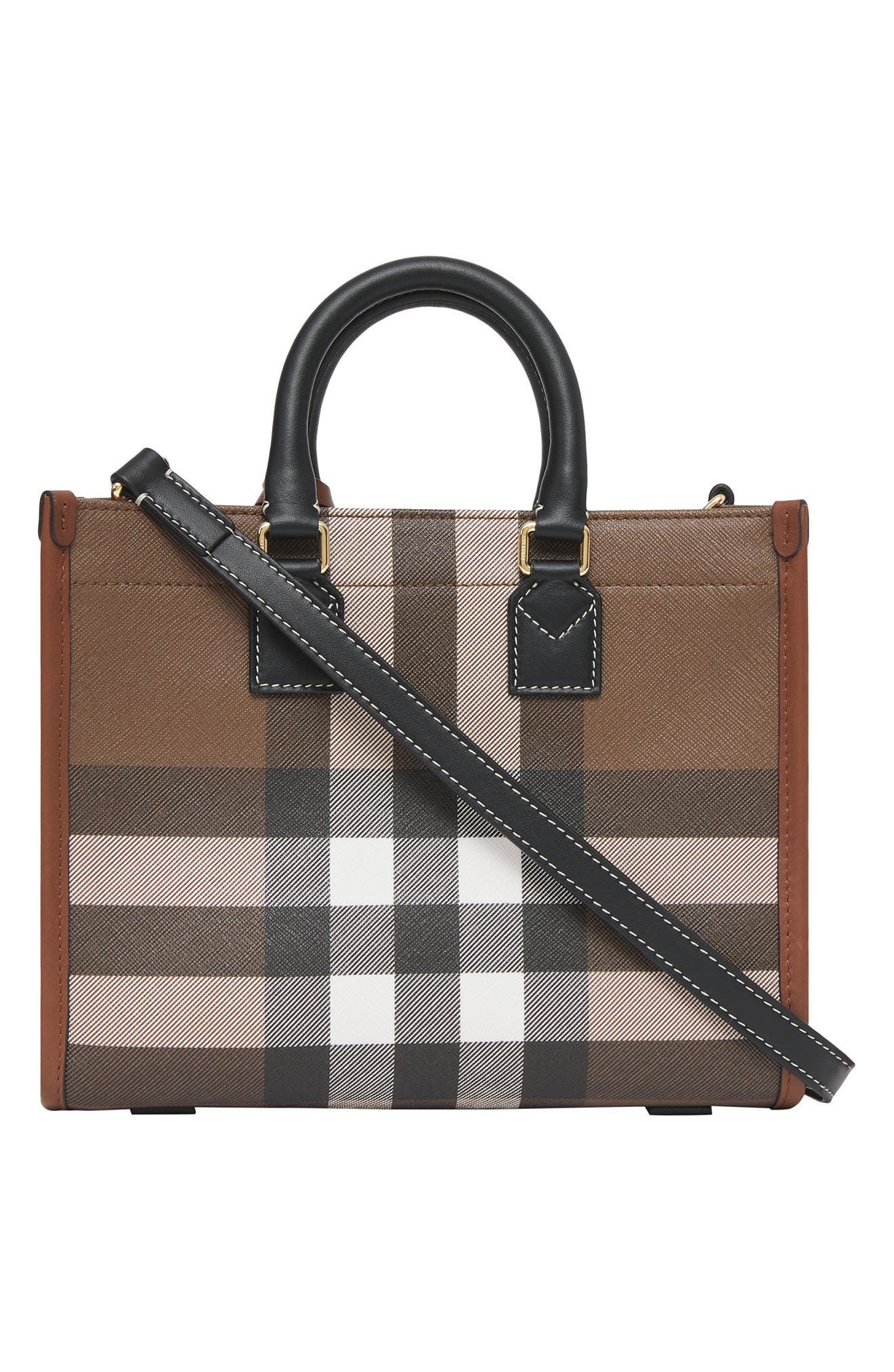 Burberry Mini Freya Check E-Canvas Tote, Alternate, color, 