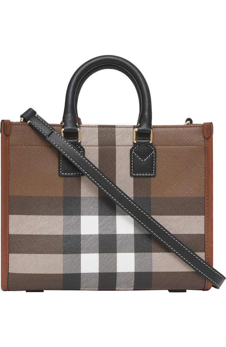 Burberry Mini Freya Check E-Canvas Tote, Alternate, color,