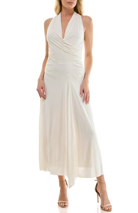 Surplice Handkerchief Hem Maxi Dress