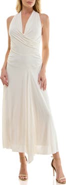 Socialite Surplice Handkerchief Hem Maxi Dress