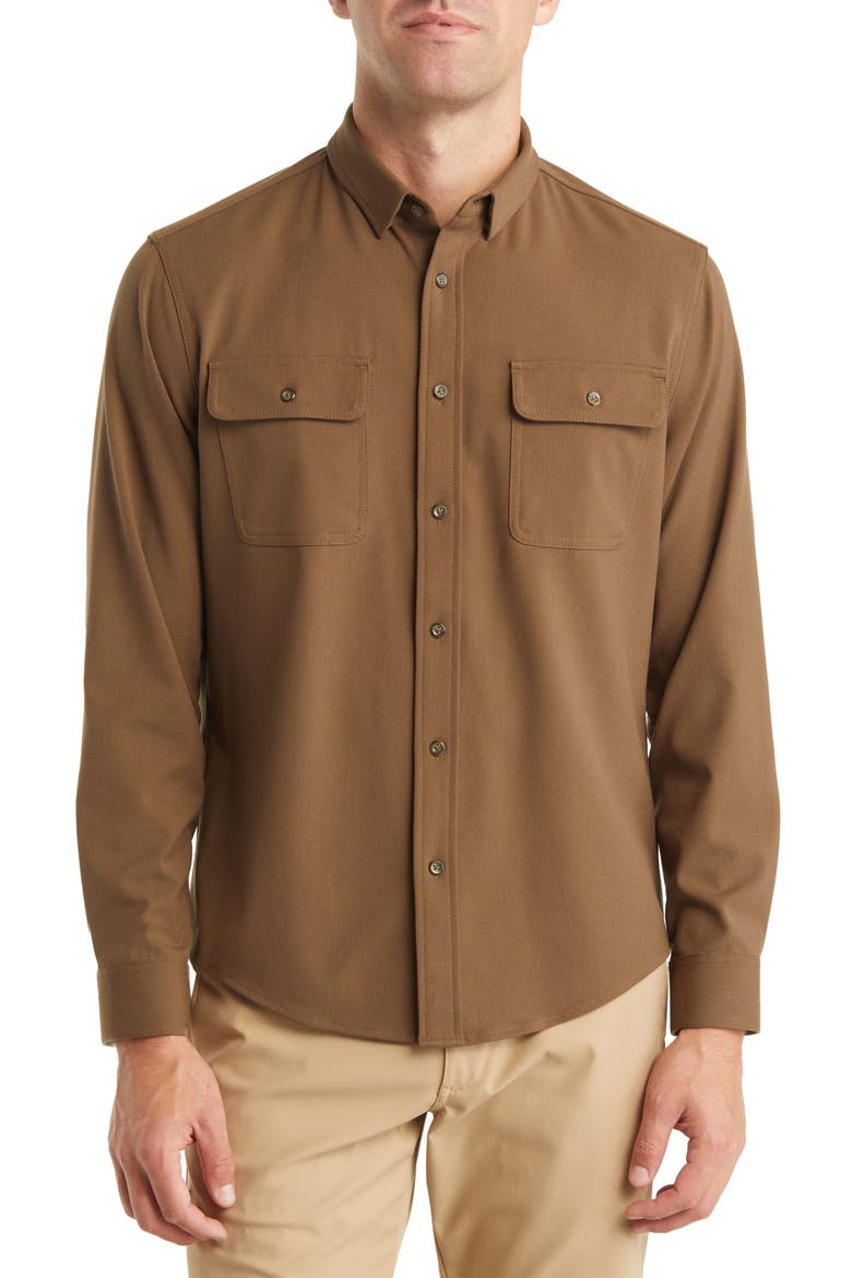 Upstate Stretch Flannel Button-Up Shirt, Main, color, OLIVE BRANCH SOLID
