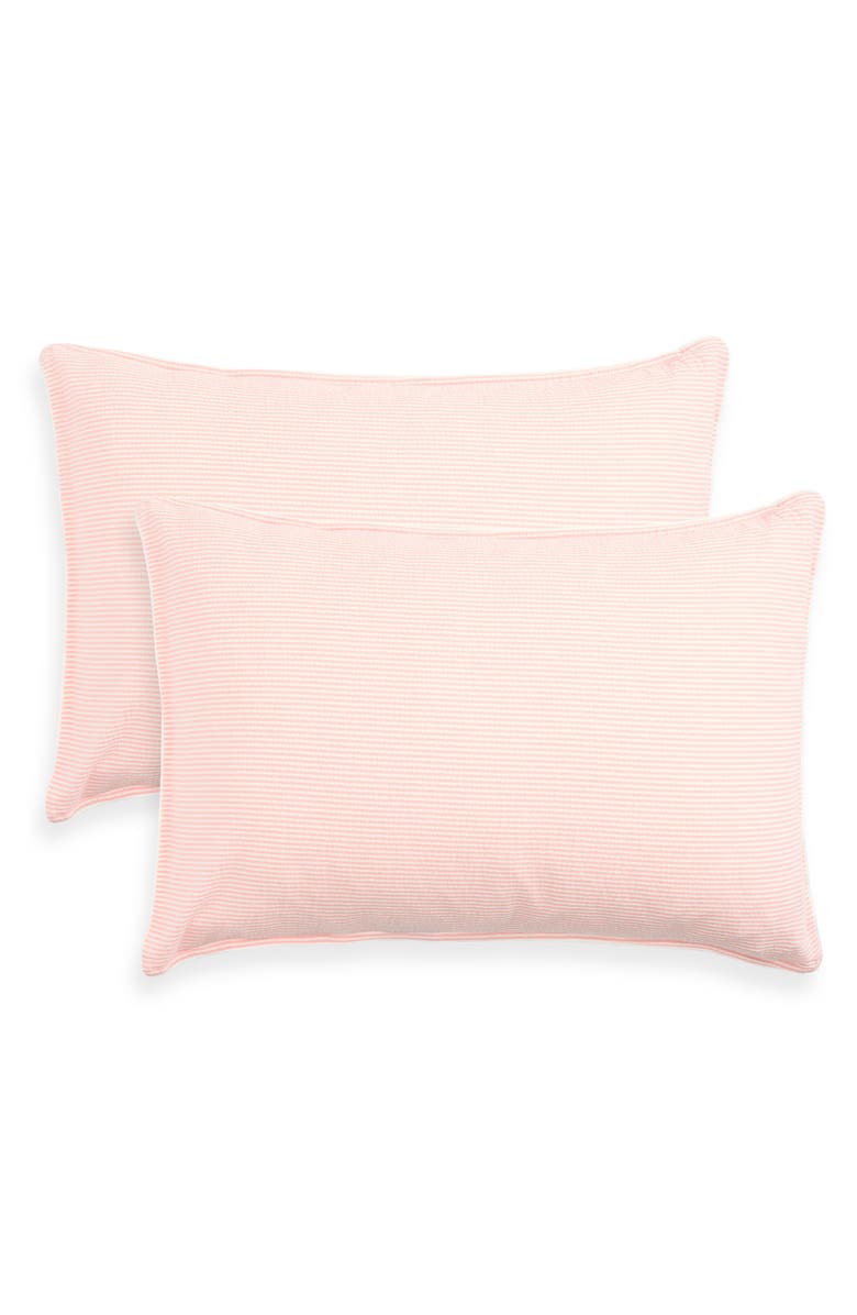 Kassatex Set of 2 Stripe Cotton Seersucker Shams, Main, color, Dusty Pink