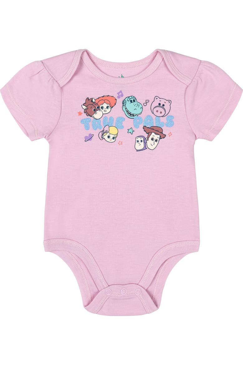 Pixar Girls' 5-Pack Short Sleeve Bodysuits, Alternate, color, Pixar Purple Pink Blue