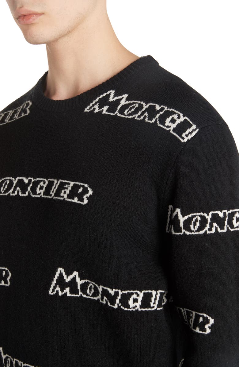 Moncler Allover Logo Wool & Cashmere Sweater, Alternate, color, 