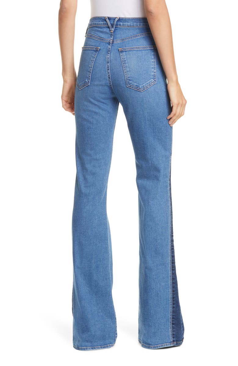 Veronica Beard Kiley High Waist Inset Hem Wide Leg Jeans, Alternate, color, 