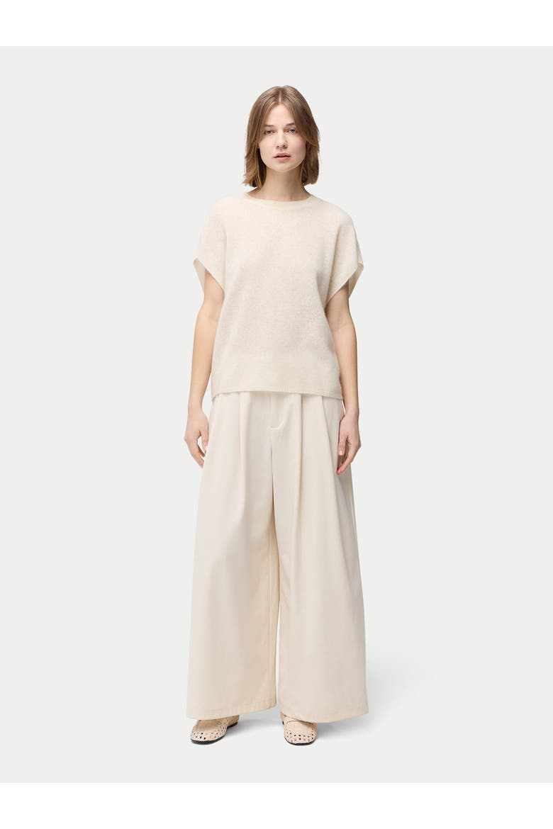 Batwing Short-Sleeved Cashmere Top, Alternate, color, off white