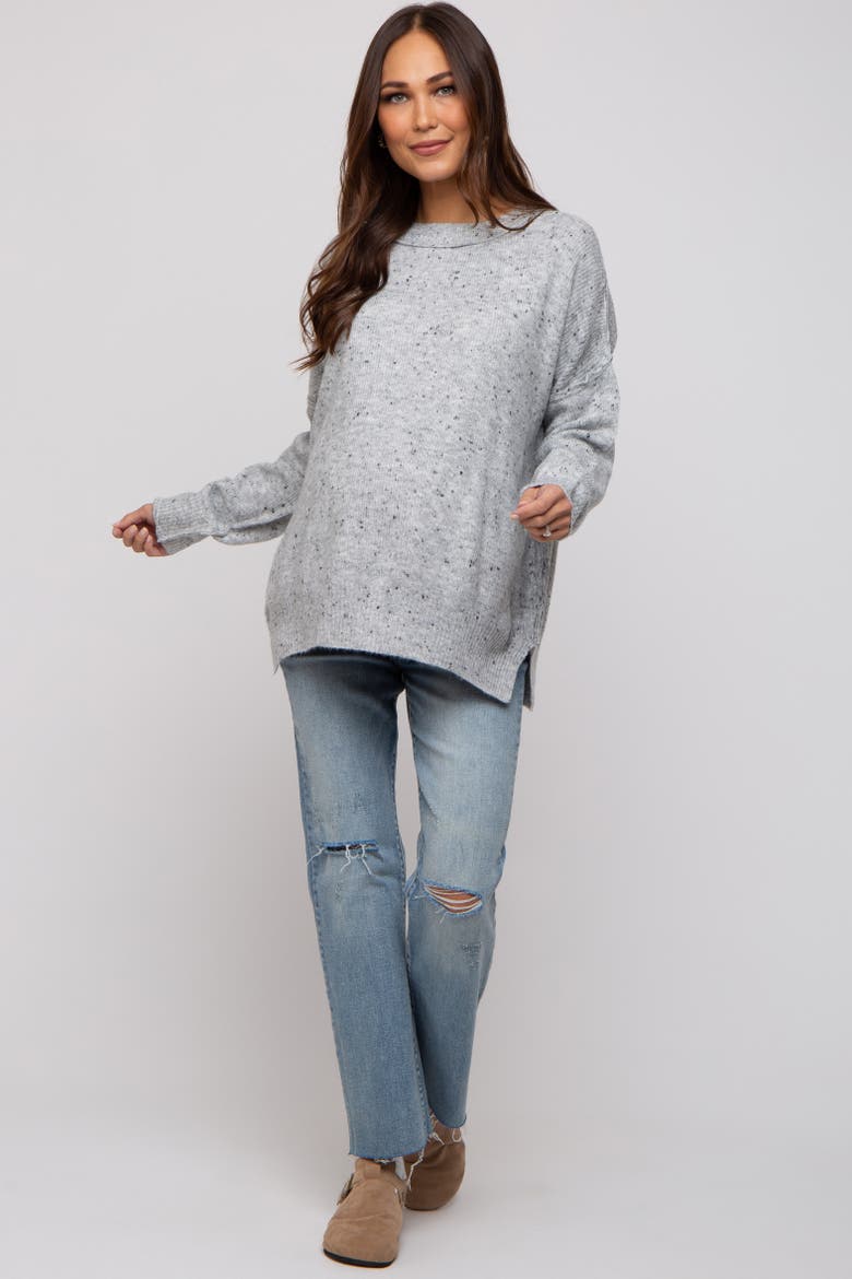 Speckled Knit Sweater, Alternate, color, Grey