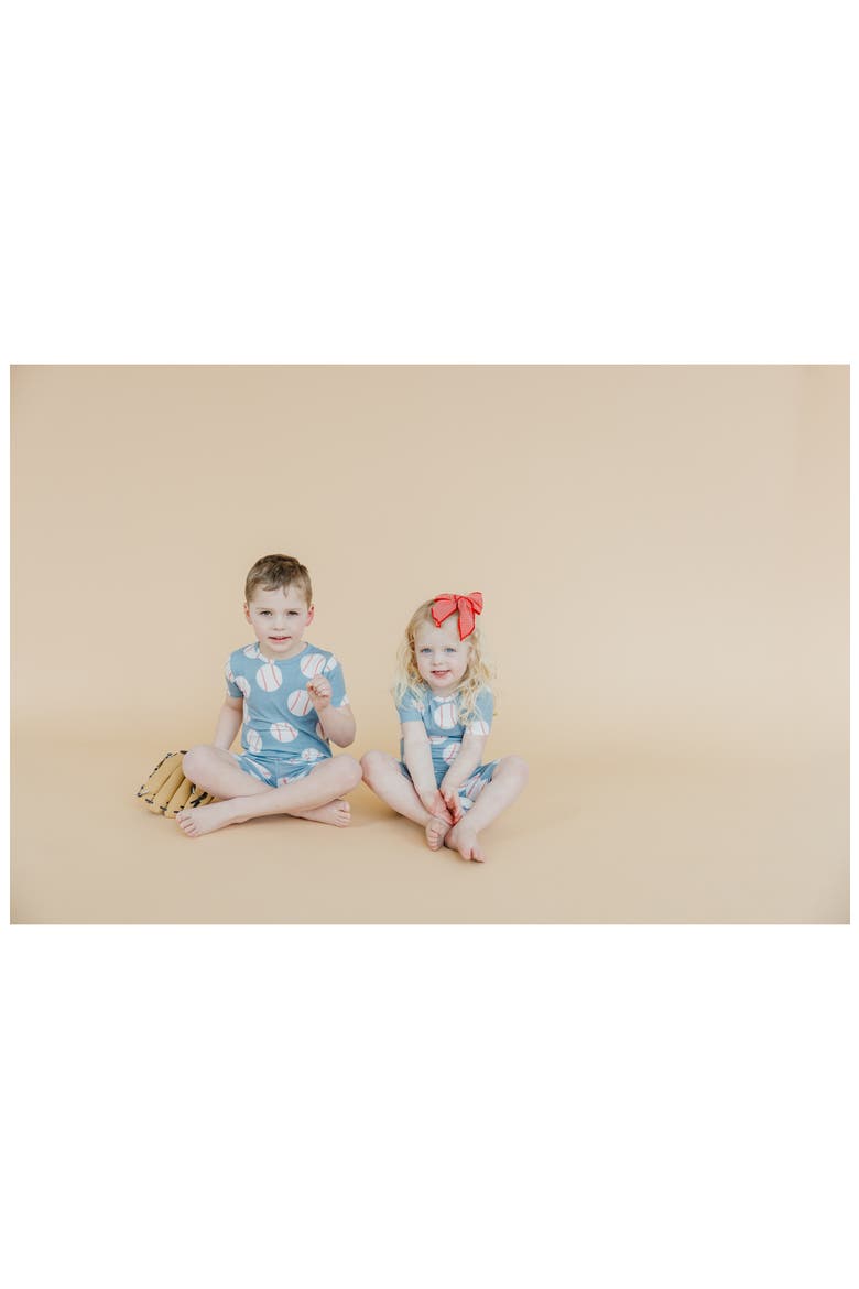 Slugger Fitted Two-Piece Short Pajamas, Alternate, color, BLUE