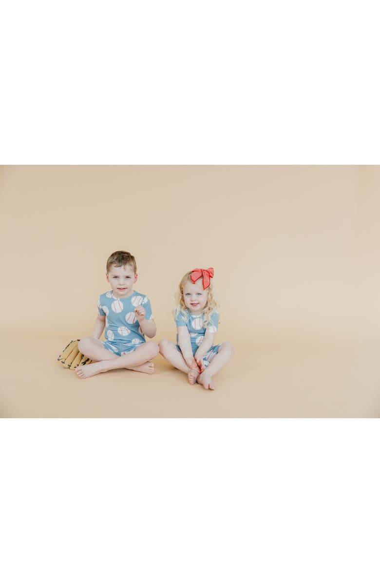 Copper Pearl Slugger Fitted Two-Piece Short Pajamas, Alternate, color, Blue