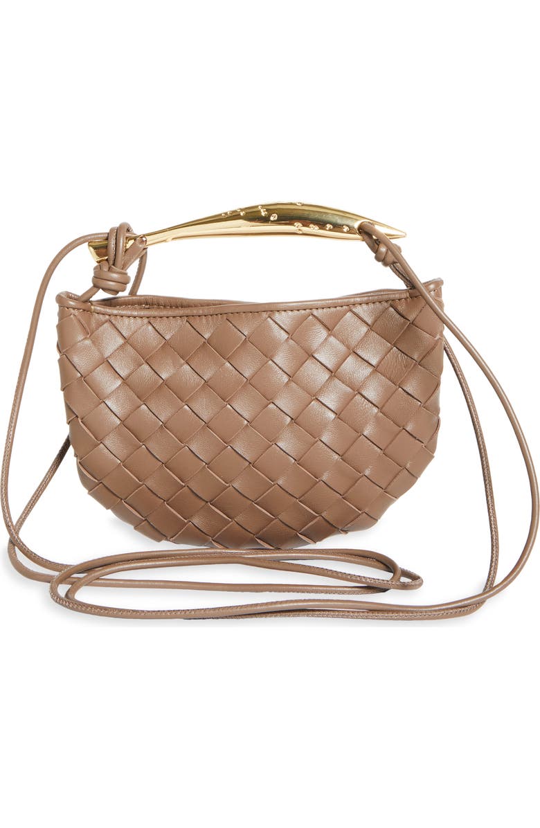 Bottega Veneta Sardine Intrecciato Crossbody Bag, Alternate, color, 2562 Taupe Grey-M Brass