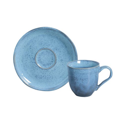 Porto Brasil Coffee Cup & Saucer Set Of 6 In Blue