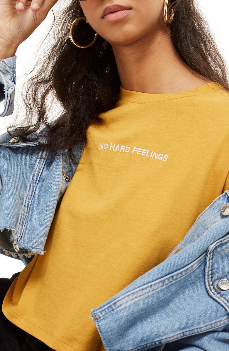 Topshop No Hard Feelings Crop T-Shirt, Main, color, 