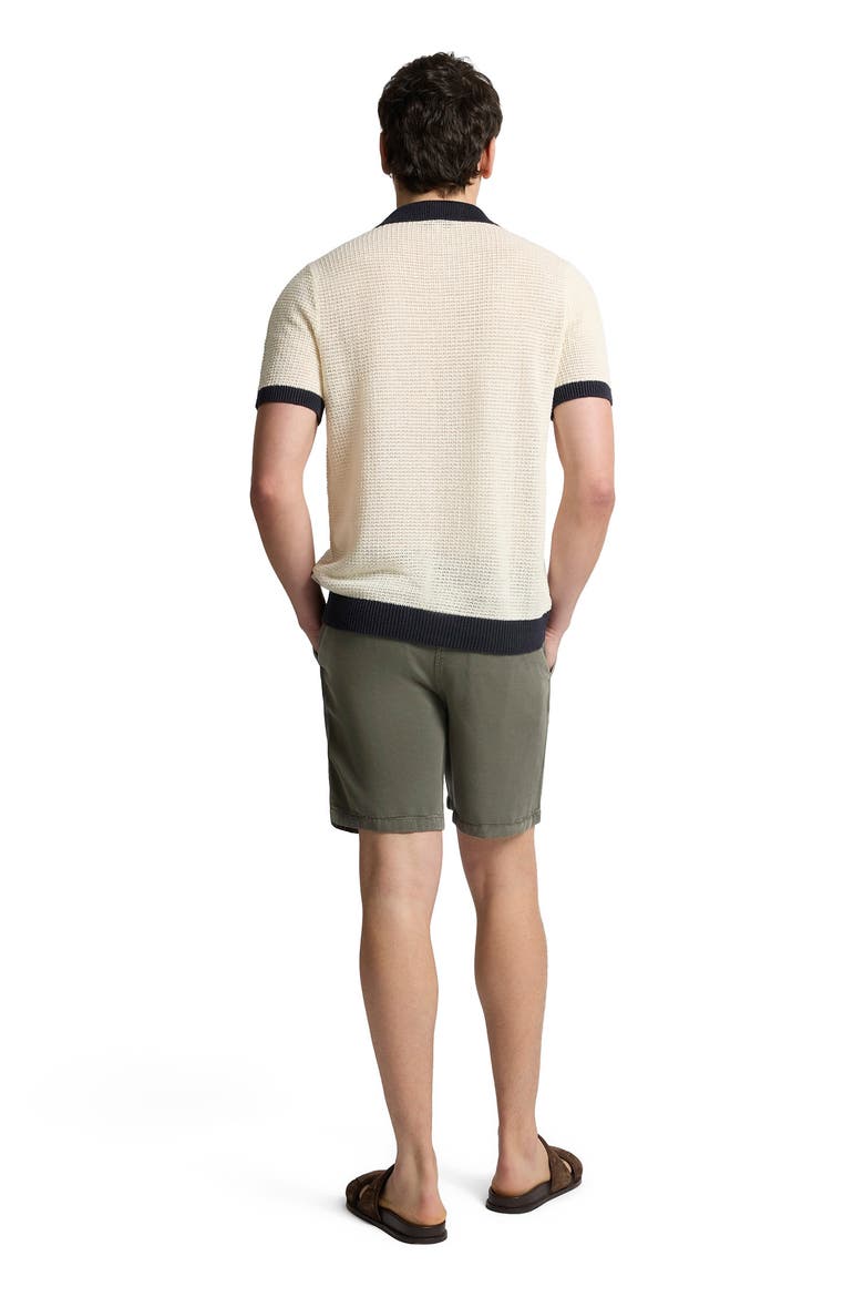 Linen Short Sleeve Button Up Sweater, Alternate, color, Midnight/Egret
