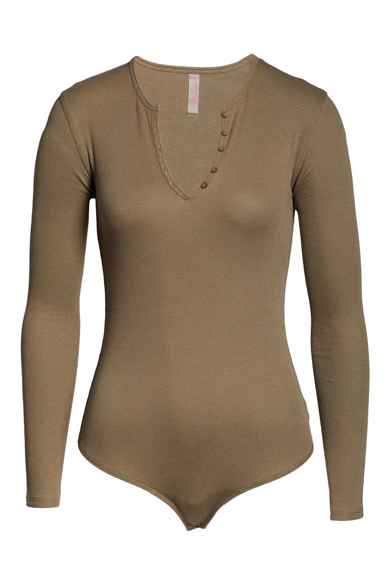 Long Sleeve Rib Bodysuit, Alternate, color, MOSS