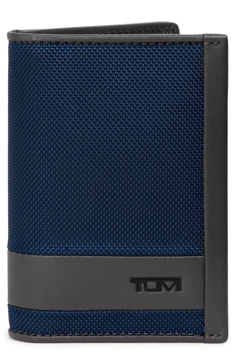 TUMI Ballistic Nylon & Leather Card Case, Main, color, 