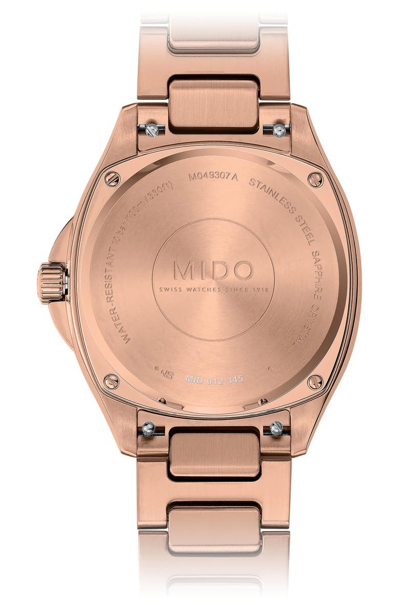 MIDO Multifort Diamond Square Automatic Bracelet Watch, 35mm, Alternate, color, Brown