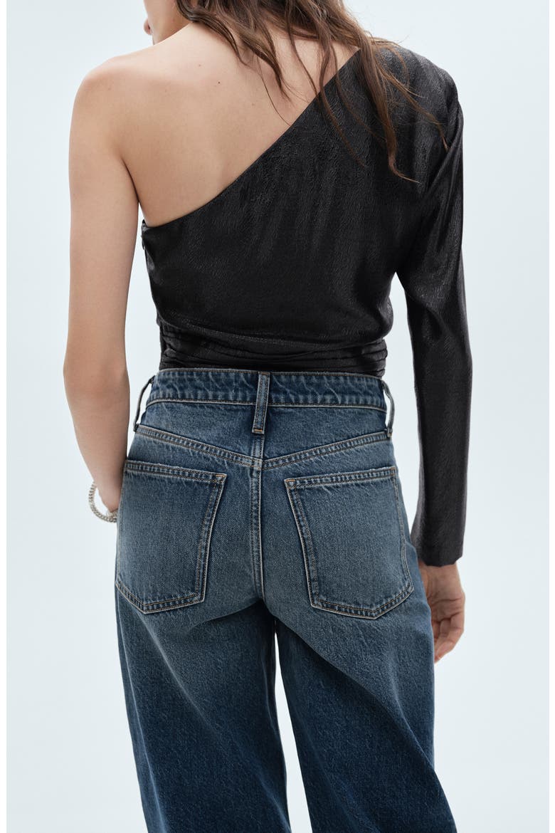 Sequin One-Shoulder Top, Alternate, color, BLACK