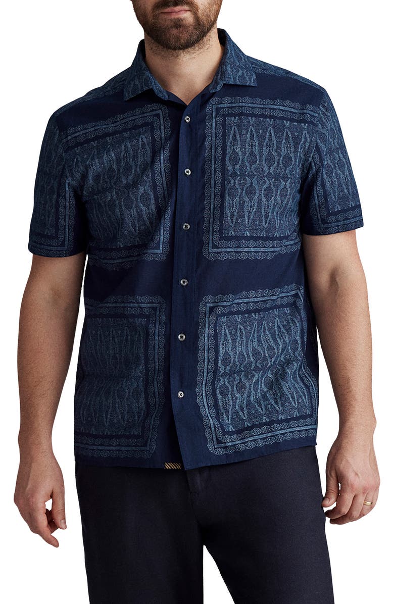 Billy Reid 'John T' Standard Fit Dobby Sport Shirt, Main, color, Indigo
