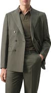 MANGO Amalfi Linen Slim Fit Double Breast Blazer