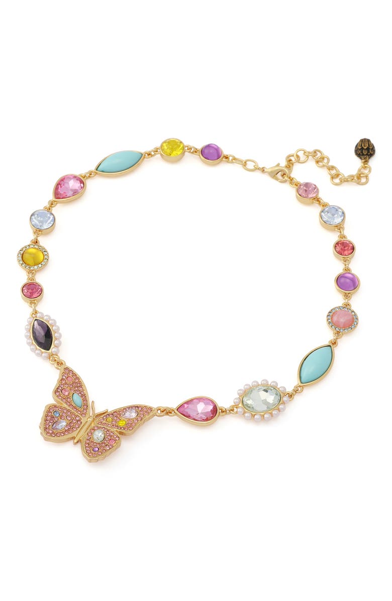 Kurt Geiger London Butterfly Stone Necklace, Alternate, color, Gold/ Multi