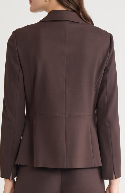 Kasper Plus Size Notched Collar One-button Blazer In Brown
