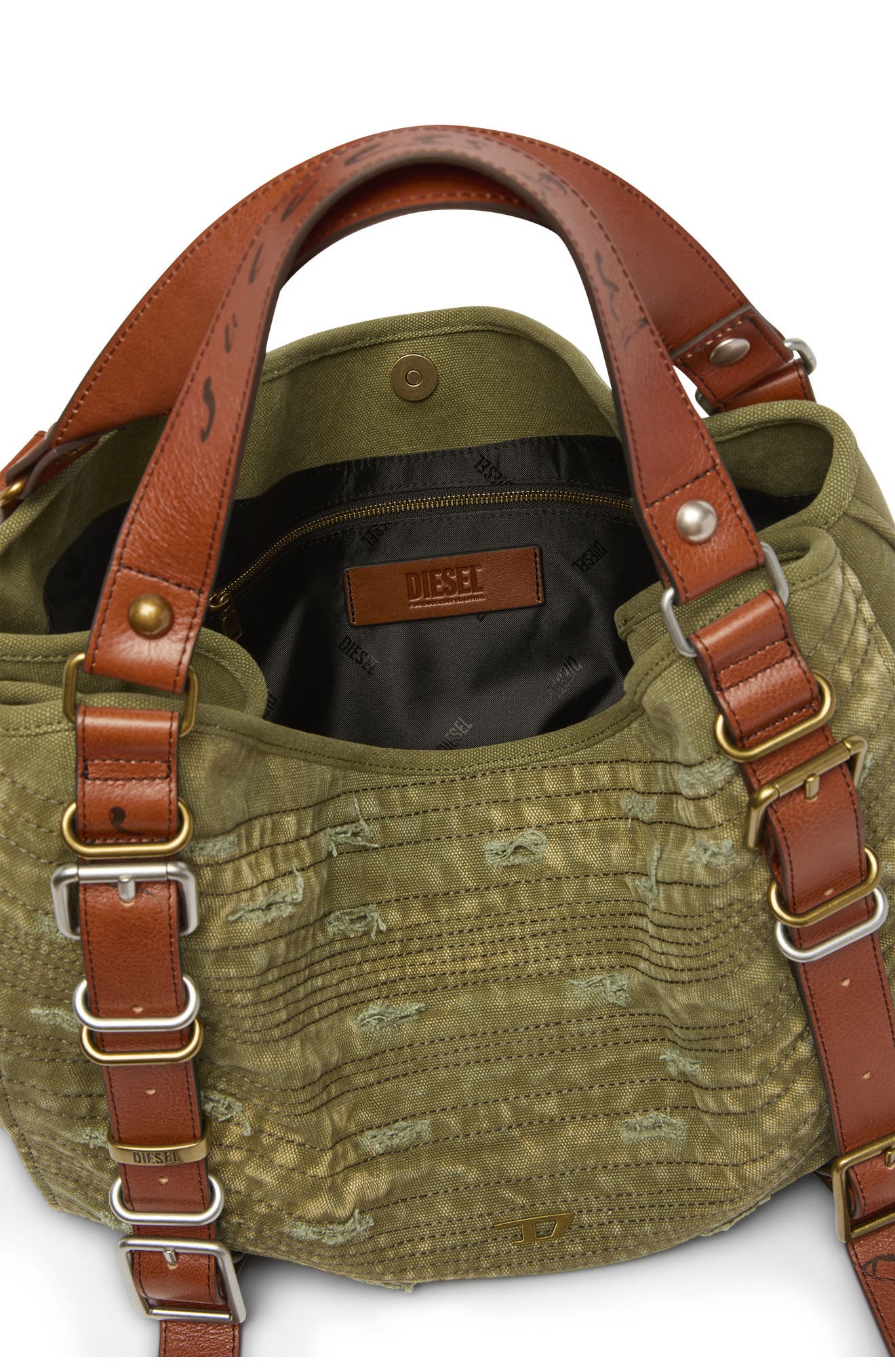 D-One Medium Leather Top Handle Bag, Alternate, color, OLIVE/ GREEN