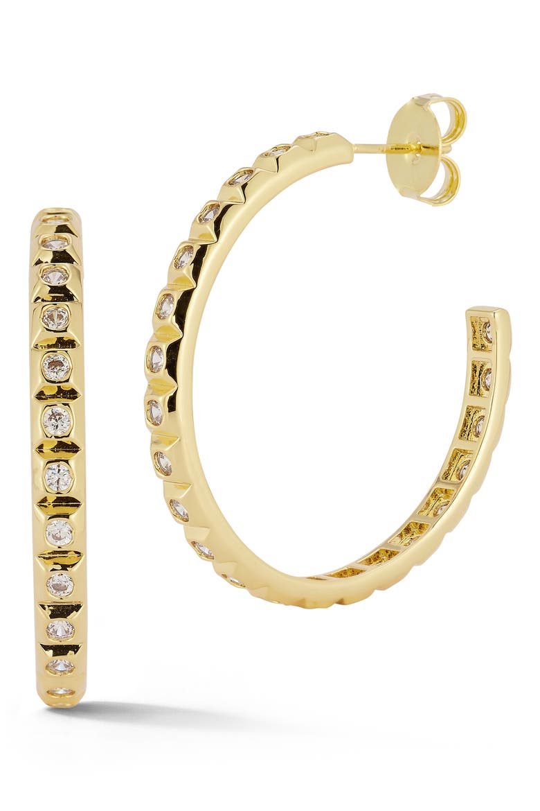 Cubic Zirconia Hoop Earrings, Main, color, GOLD