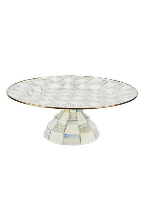 Sterling Check Pedestal Platter