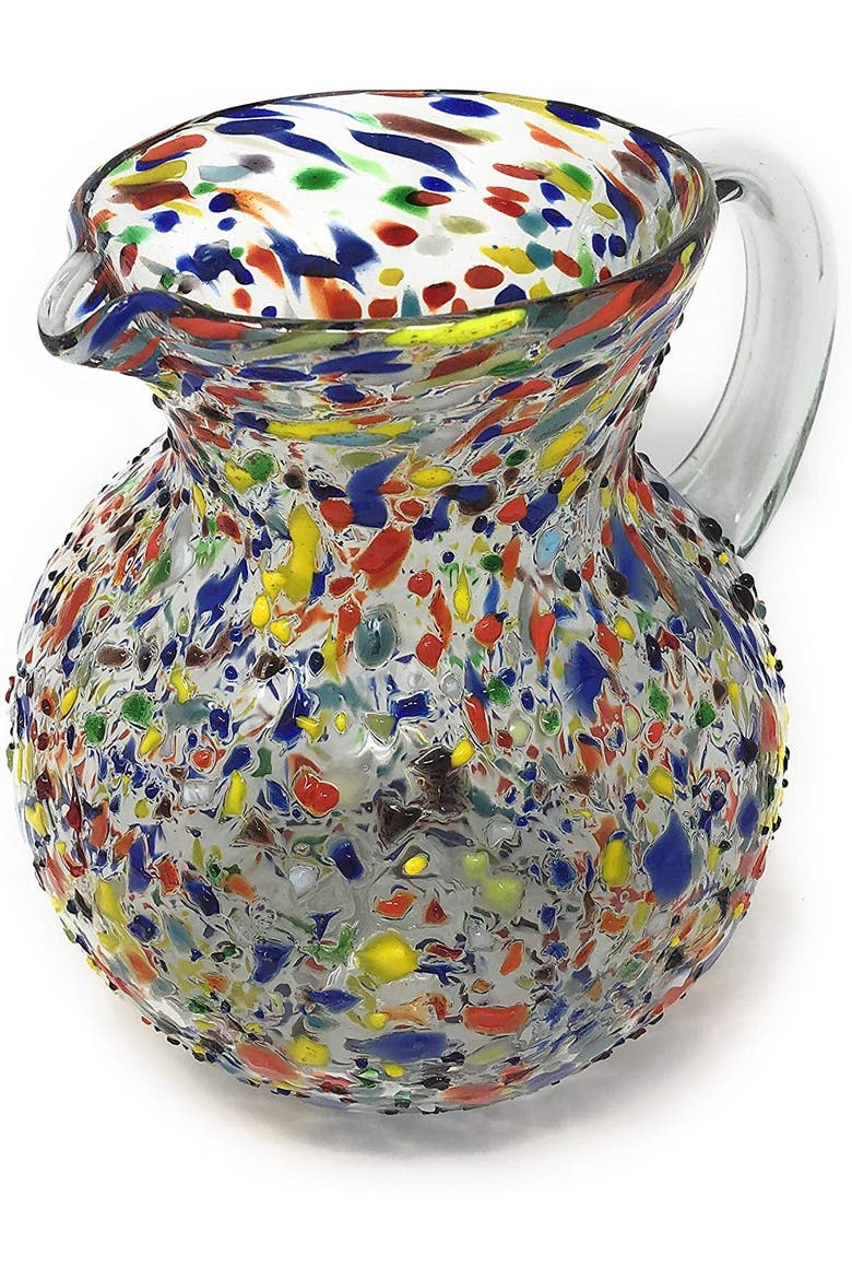 Confetti Rock Design Glass Pitcher - Juice, Margaritas, Water, Lemonade, Alternate, color, Confetti