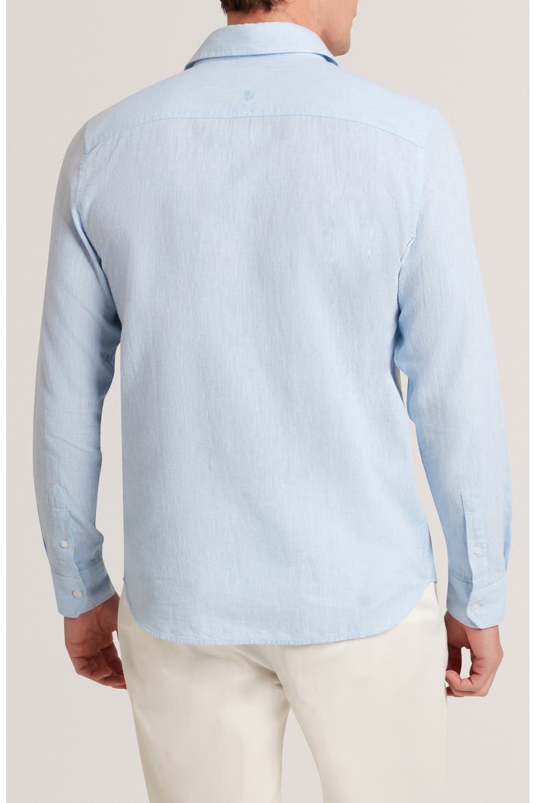 Prynn Regular Fit Linen & Cotton Button-Up Shirt, Alternate, color, LIGHT BLUE