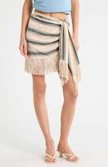 Charlie Striped Fringe Miniskirt