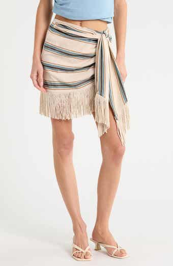Charlie Striped Fringe Miniskirt
