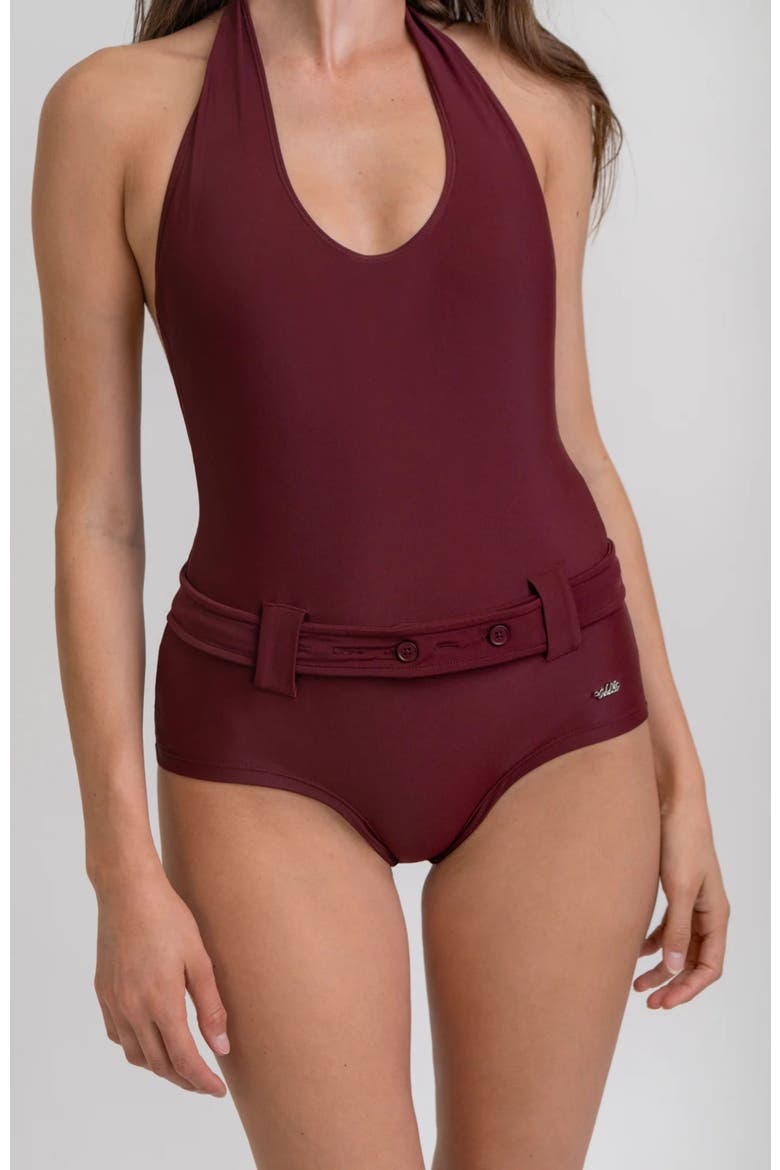 Halter One Piece, Alternate, color, Maroon