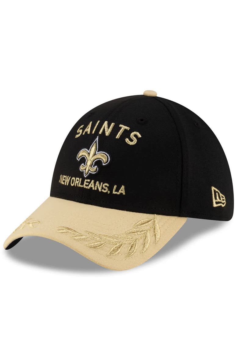 Men's New Era  Black/Gold New Orleans Saints 2025 NFL Draft 39THIRTY Flex Hat, Main, color, Black