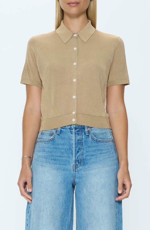 Lucca Short Sleeve Button-Up Knit Top