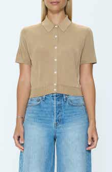 Lucca Short Sleeve Button-Up Knit Top