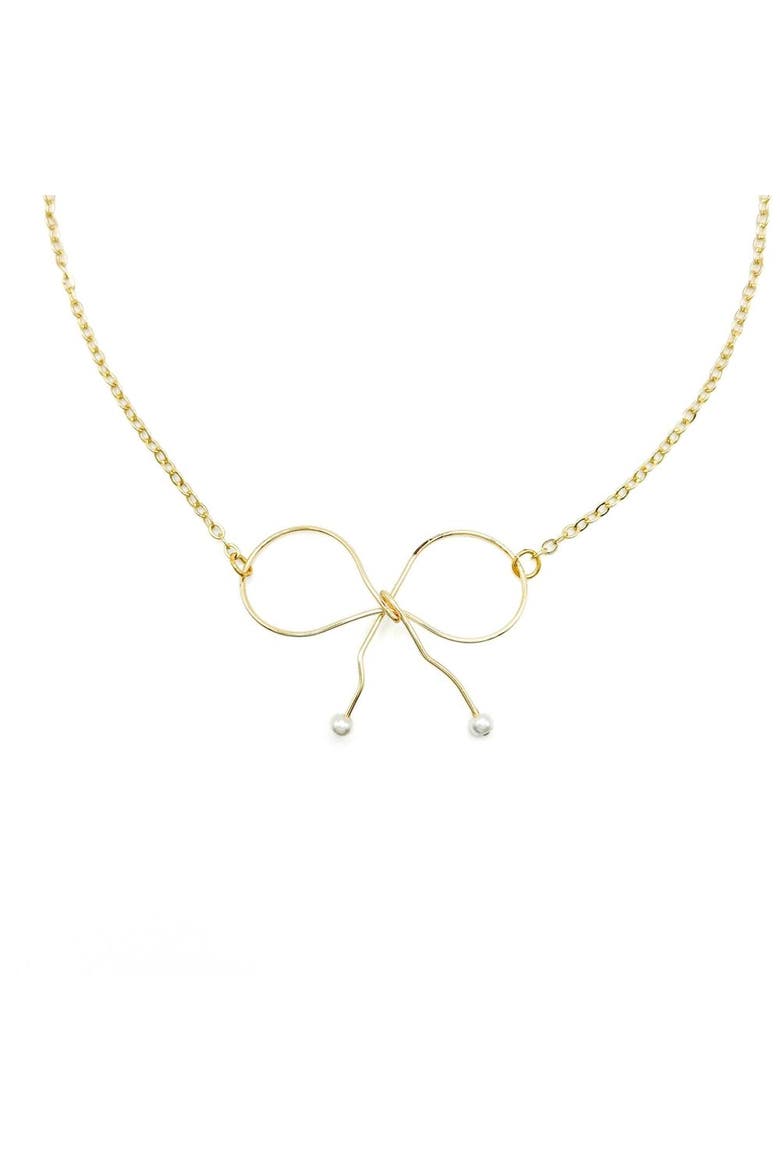 With A Bow Necklace, Main, color, Gold