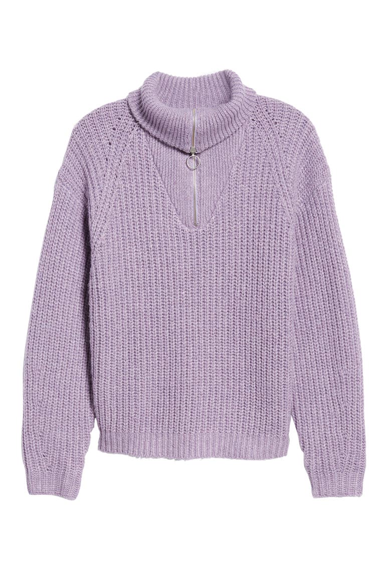 Quarter Zip Sweater, Alternate, color, PURPLE WAVE