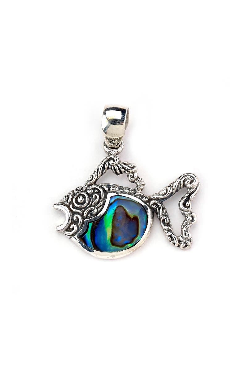 SAMUEL B. Sterling Silver & Abalone Fish Pendant, Main, color, Blue And Green