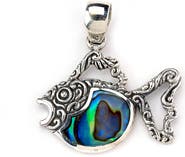 SAMUEL B. Sterling Silver & Abalone Fish Pendant