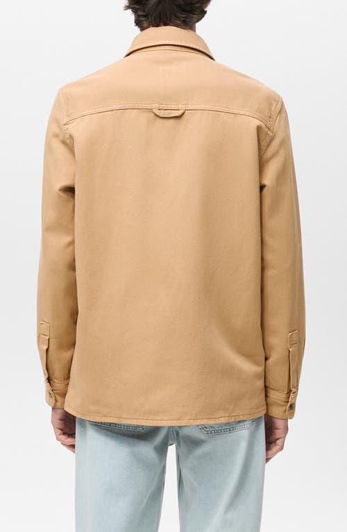 Mango Regular Fit Lyocell & Cotton Button-up Overshirt In Beige