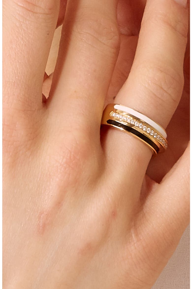 Wide Stripe Enamel Band, Alternate, color, Black